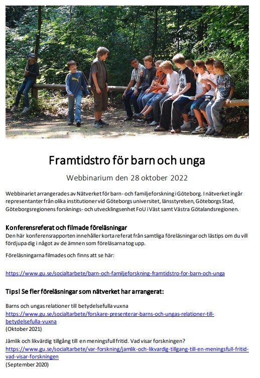 Barn- Och Familjeforskning: Framtidstro För Barn Och Unga ...